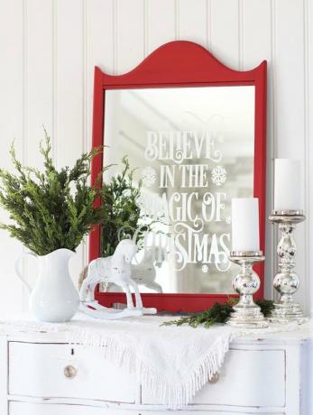 Artesanato de Natal para Adultos com espelho de Natal faux gravado