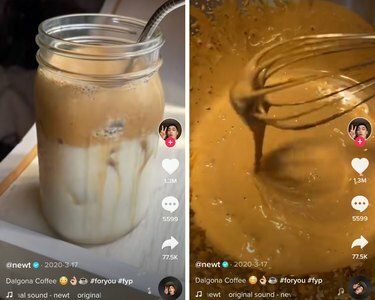 foto de dalgona gelado com café batido
