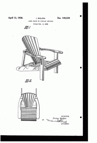 1938 Adirondack stoel patent