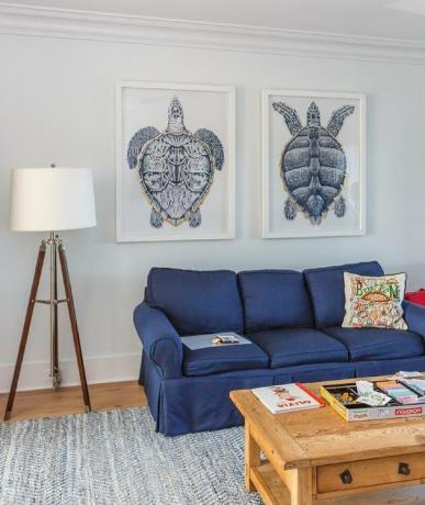 familie kamer muur ideeën met blauwe zeeschildpad kunstwerken