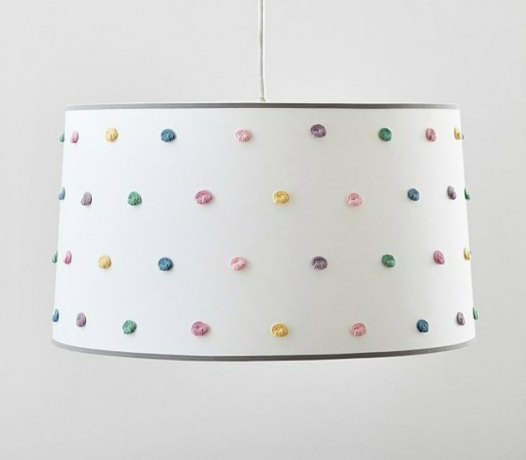 luminária pendente de tambor com nodos franceses pastel