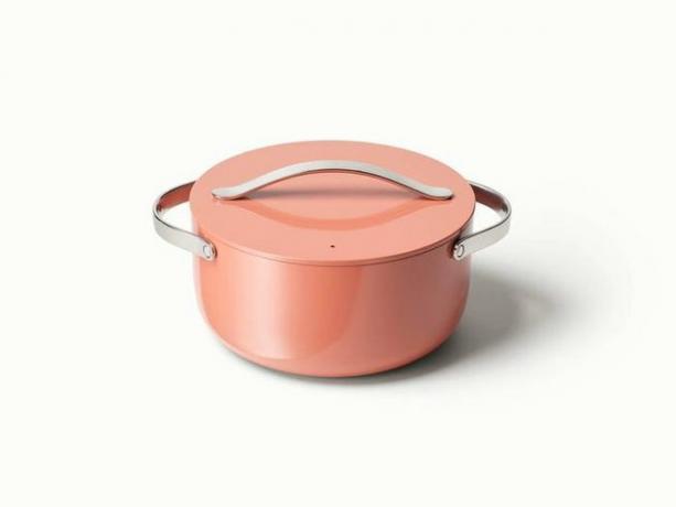 assadeira de cerâmica rosa, forno holandês de cominho