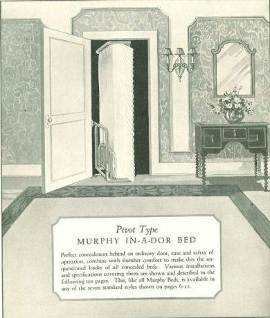 Afbeelding uit een promotiecatalogus van Murphy Bed Door Company, c. 1925.