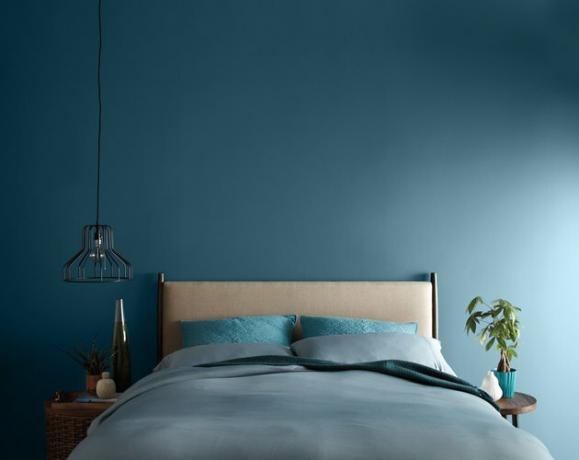 quarto com parede azul