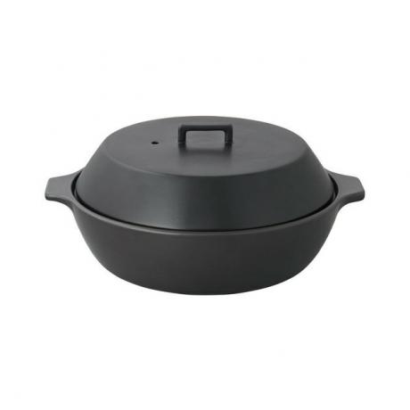 vaso de cerâmica donabe preto