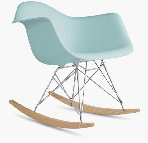 Cadeira de balanço contemporânea Eames feita de fibra de vidro azul claro