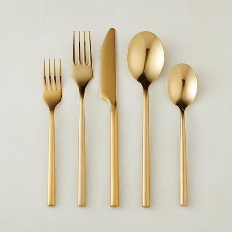 Conjunto de talheres de ouro Rush Brush de 20 peças do CB2 por US $ 89,95