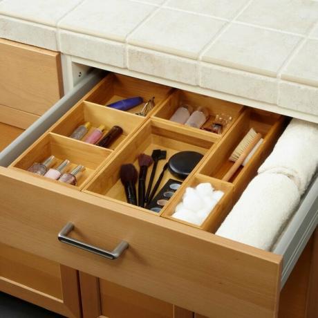 Organizador de gaveta de 5 peças com linha pontilhada