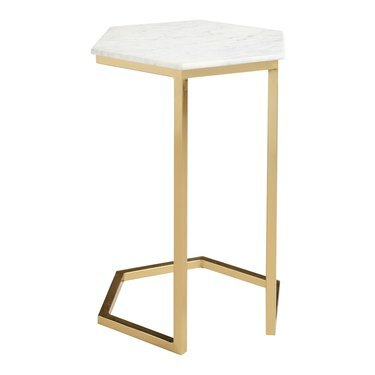 Mesa para laptop Margaux de pedra natural e metal dourado