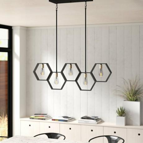 Iluminação contemporânea preta em forma de favo de mel