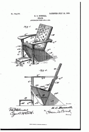 1905 Westport Adirondack stoel patent