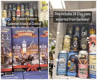 Dvije Instagram slike Brewer's adventskog kalendara na Costco policama.