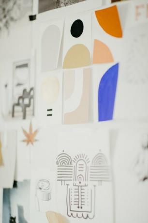 Sofia Shu art studio proceso bocetos en la pared