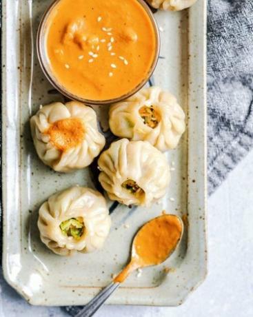 Os curiosos momos de vegetais tibetanos do grão de bico