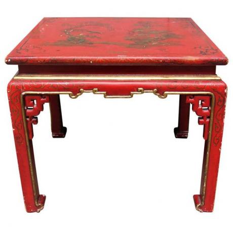 Rood gelakte chinoiserie tafel