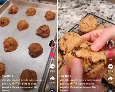 foto de biscoitos de chocolate com açúcar mascavo assando