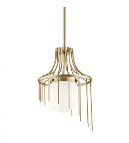 Art deco verlichting met bolvormige lamp en messing, lineaire details