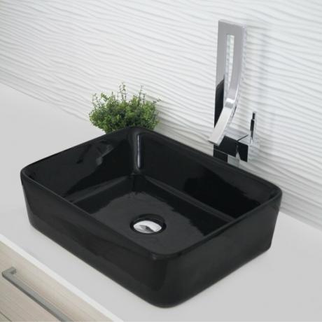 Pia de banheiro de cerâmica Pia de banheiro retangular de cerâmica da Wayfair