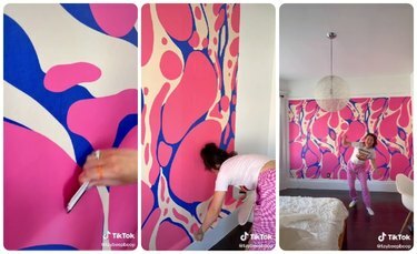 Otto Studio roze en blauw lavalamp-geïnspireerd behang