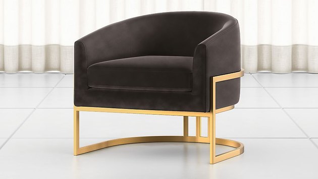 grijze en gouden art deco stoel van Crate and Barrel