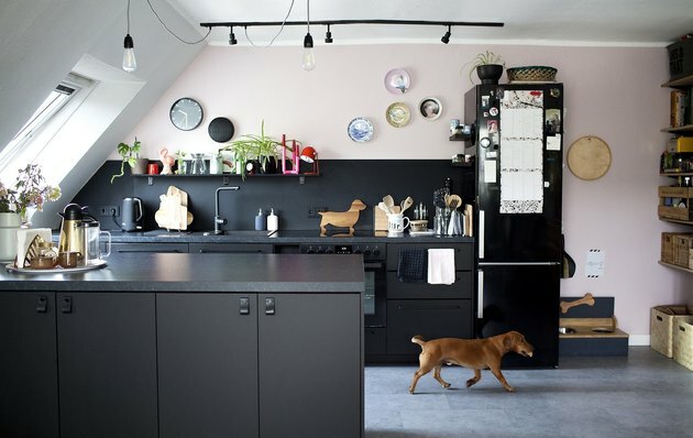 cozinha preto e rosa