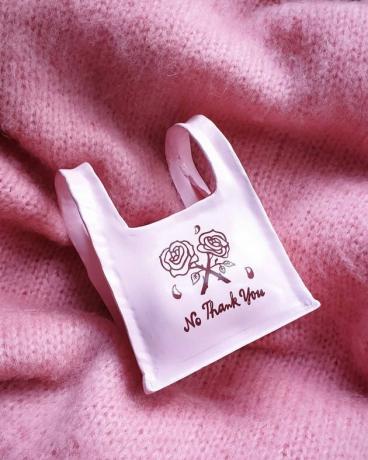 Saco de argila aerada rosa para cerâmica contemporânea com ilustração de rosas