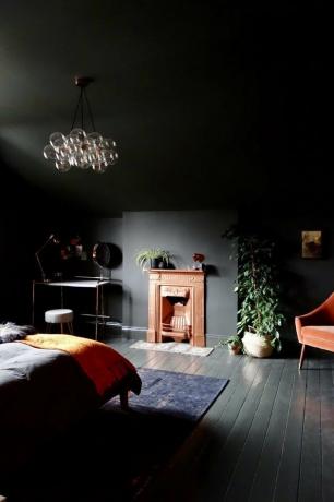 significado da cor em quarto preto com teto preto