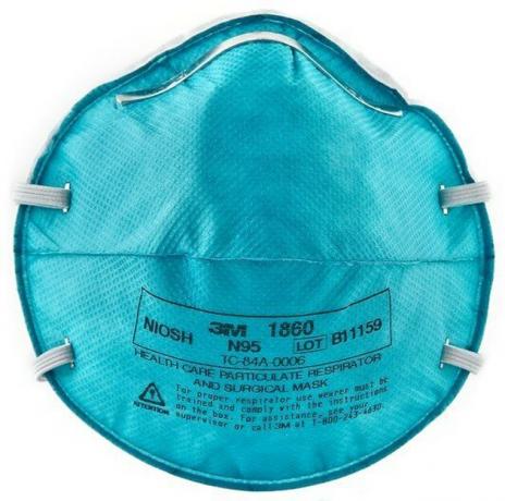uma máscara facial de saúde 3M n95 azul