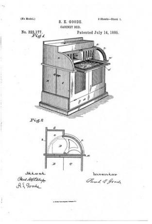 Sarah E. Gooden patentti kaappisängylle.