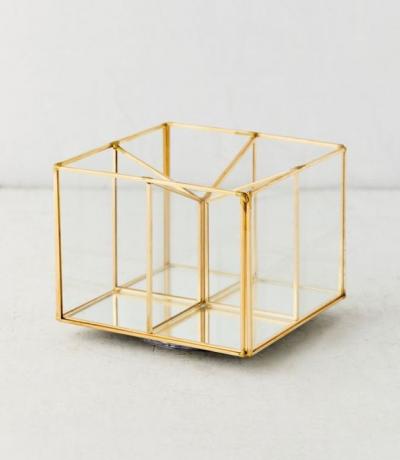 organizador de maquiagem giratório ouro chique