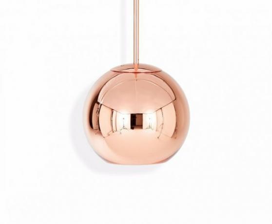 koperen eetkamerlamp, ronde koperen hanger Tom Dixon