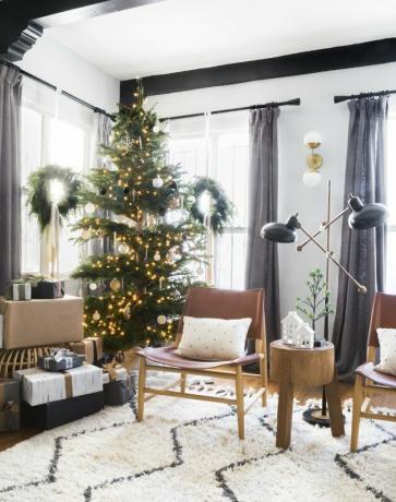 zwart-wit spaarzame moderne kerstboom