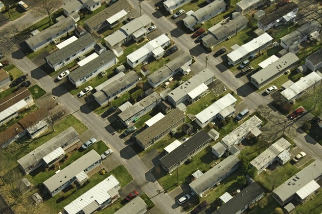 מבט אווירי של בתים ניידים בגרוב ביץ ', קונטיקט