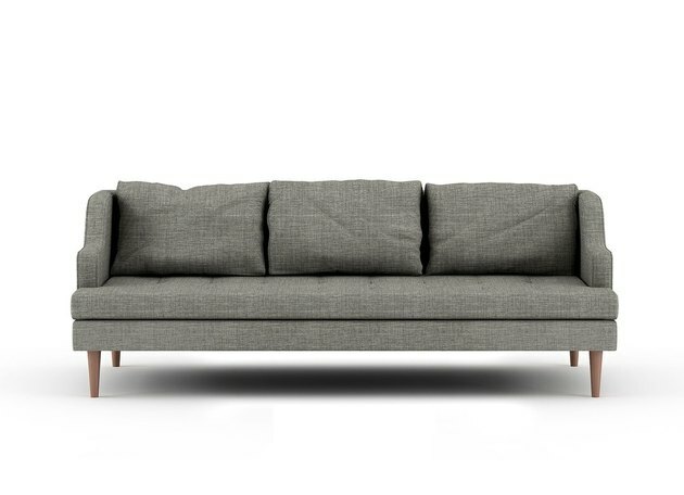 pilka ekologiška sofa išlenktomis rankomis iš „Medley Home“