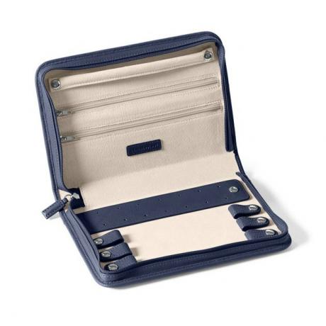 Marineblauwe lederen sieraden organizer