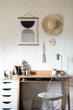 Idéias de estilo para escritórios em casa escritório em casa boho com tapeçarias