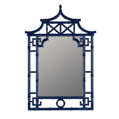 accesorio de Hollywood Regency con espejo enmarcado de bambú azul de Mintwood Home