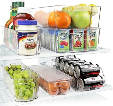 Greenco přihrádky na ledničku, stohovatelné úložné organizérové ​​nádoby s držadly