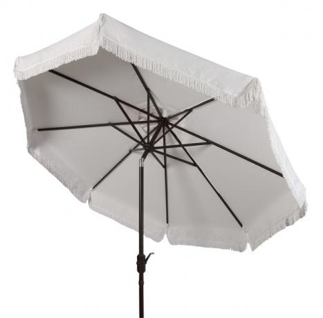 Safavieh Milan 9 'Market Crank Fringe Tilt Patio Umbrella