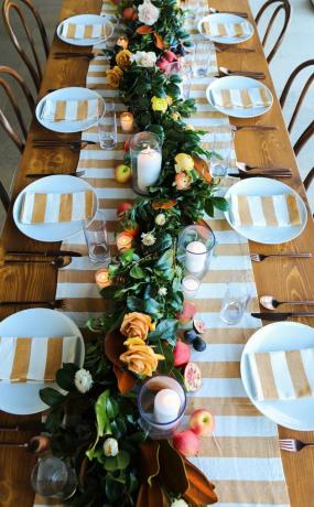 Toalha de mesa às riscas DIY