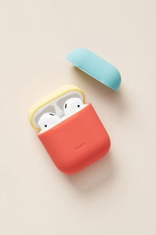 Spalvotas „Airpod“ dėklas. Spalvos: oranžinė, geltona, turkio spalvos