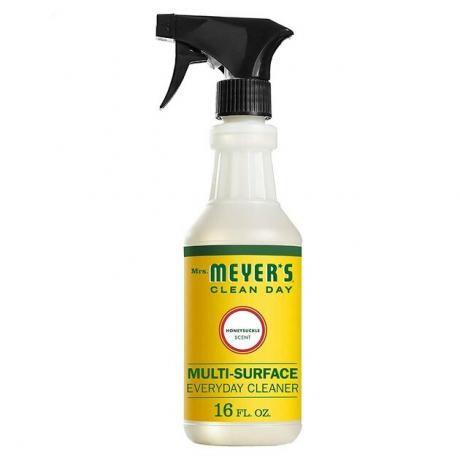 Mevr. Meyer's Clean Day Honeysuckle Countertop Spray neemt de basisformule van onze All Purpose Lavender Cleaner en voegt toe een speciaal plantaardig proteïne-extract, een natuurlijke tegenreiniger en een frisse manier om geuren uit de keuken te verwijderen en bad.