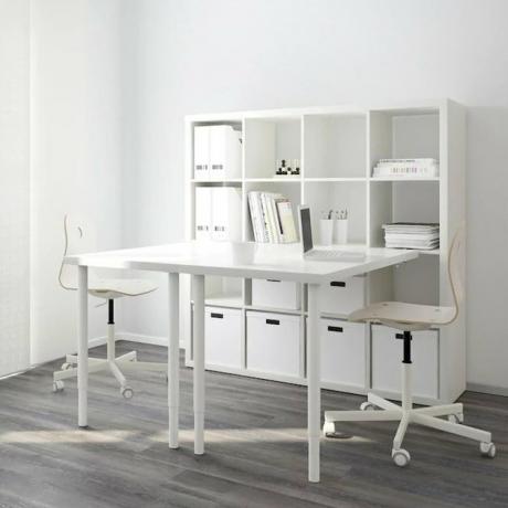 Mesa para artesanato com armazenamento branco