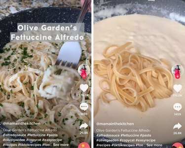 foto de macarrão fettucine alfredo com oliva