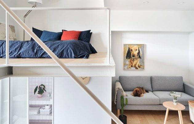 minimalistinis gyvenamasis kambarys