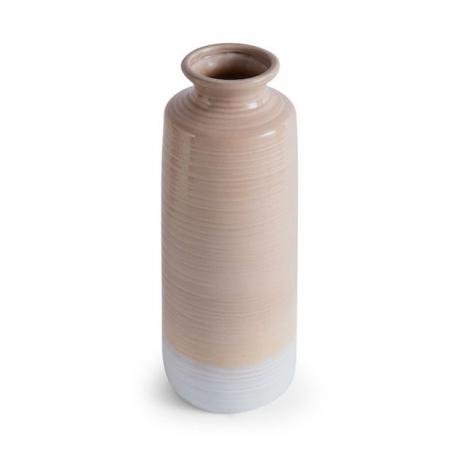 Elements 16 Inch Ceramic Tan Rippled Shoulder Vase